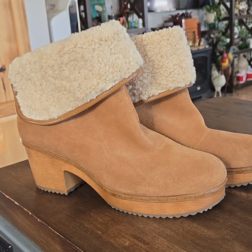 Crown Vintage Selonia Suede Sherpa Fold Over Boots Ladies Size 11 - Picture 2 of 8